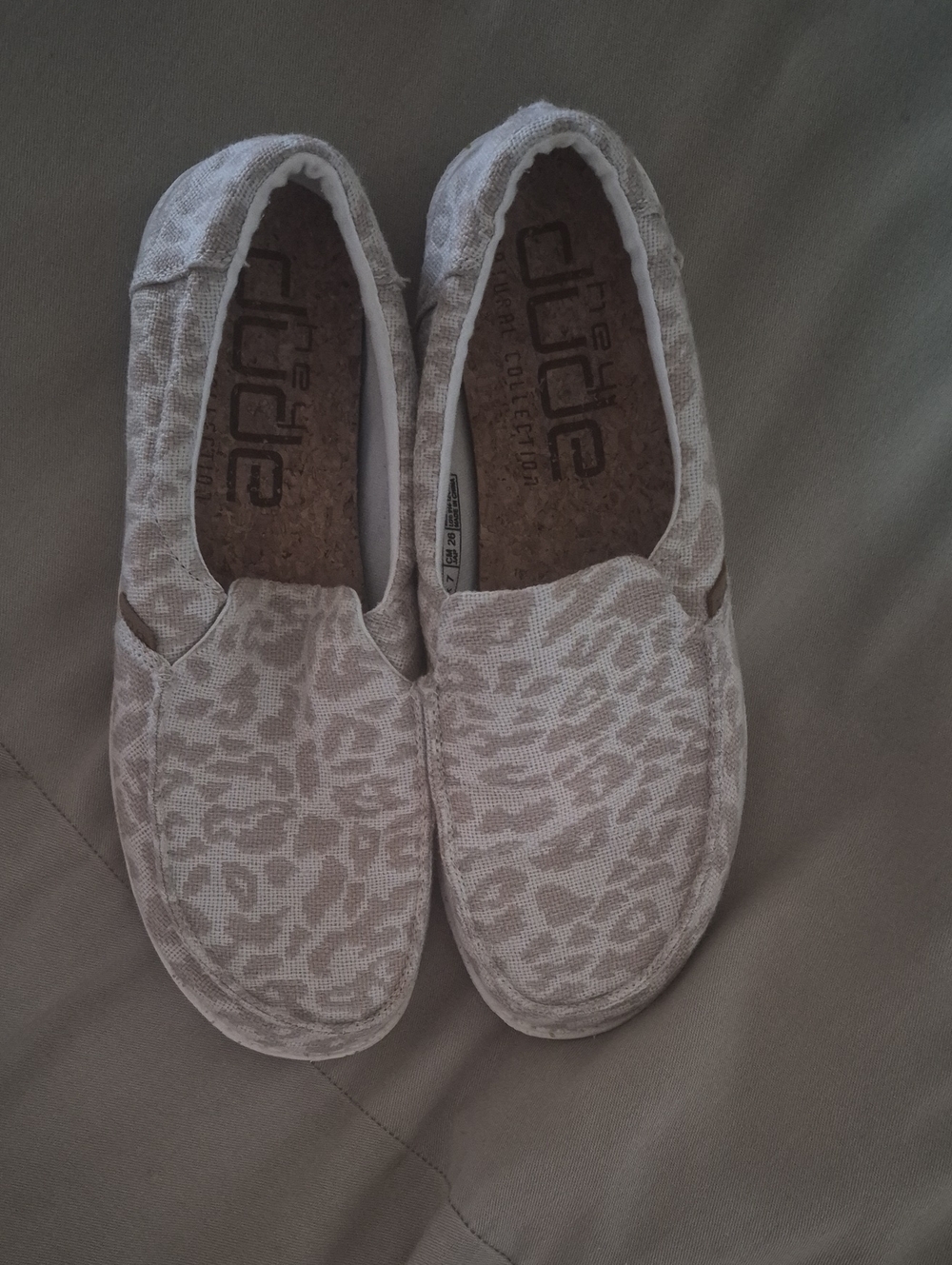 Hey Dude Women's Slip-On Sneakers in Light Beige Leopard